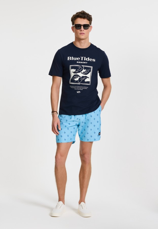 Afbeelding van 1525107456 6713 Blue Sky Sketched Coral  Swim Short -  Shiwi